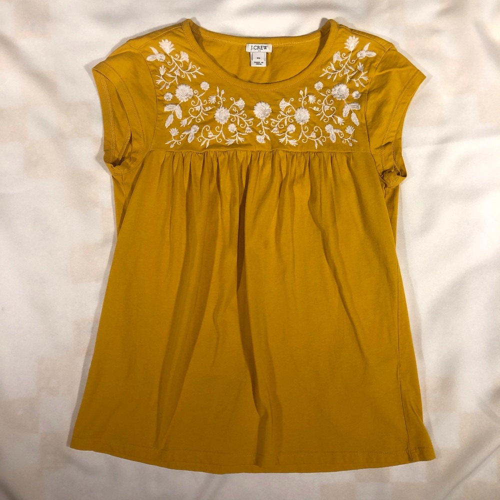 J CREW FACTORY yellow embroidered flowy top XS